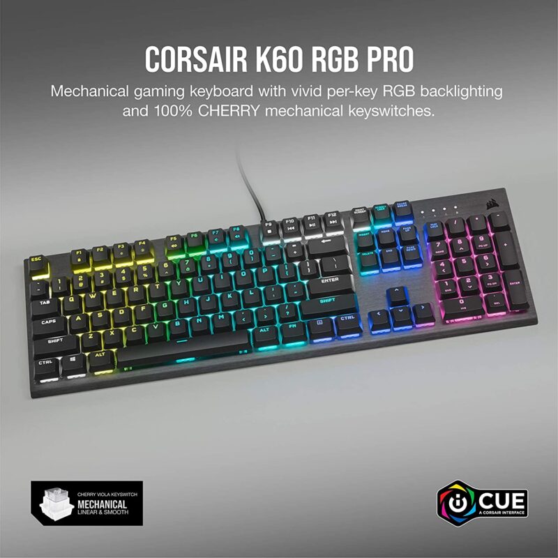 CORSAIR K60 RGB PRO Mechanical Gaming Keyboard – CHERRY VIOLA